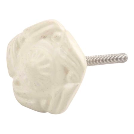 Cream Flower Metal Knobs